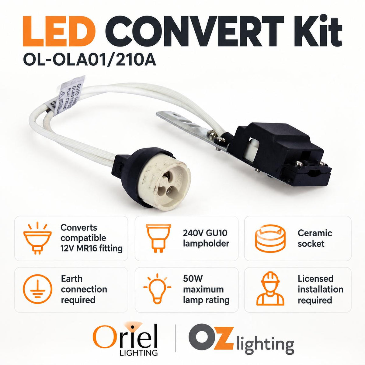 Oriel LED CONVERT Lamp Holder Kit - 12V to GU10-Oriel Lighting-Ozlighting.com.au