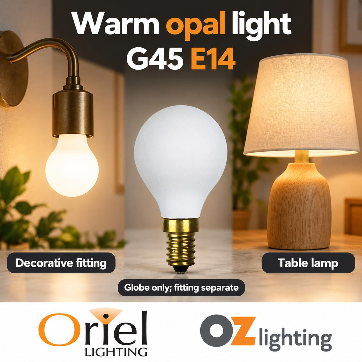 Oriel LED Filament Globe - 4W, G45, E14-Oriel Lighting-Ozlighting.com.au