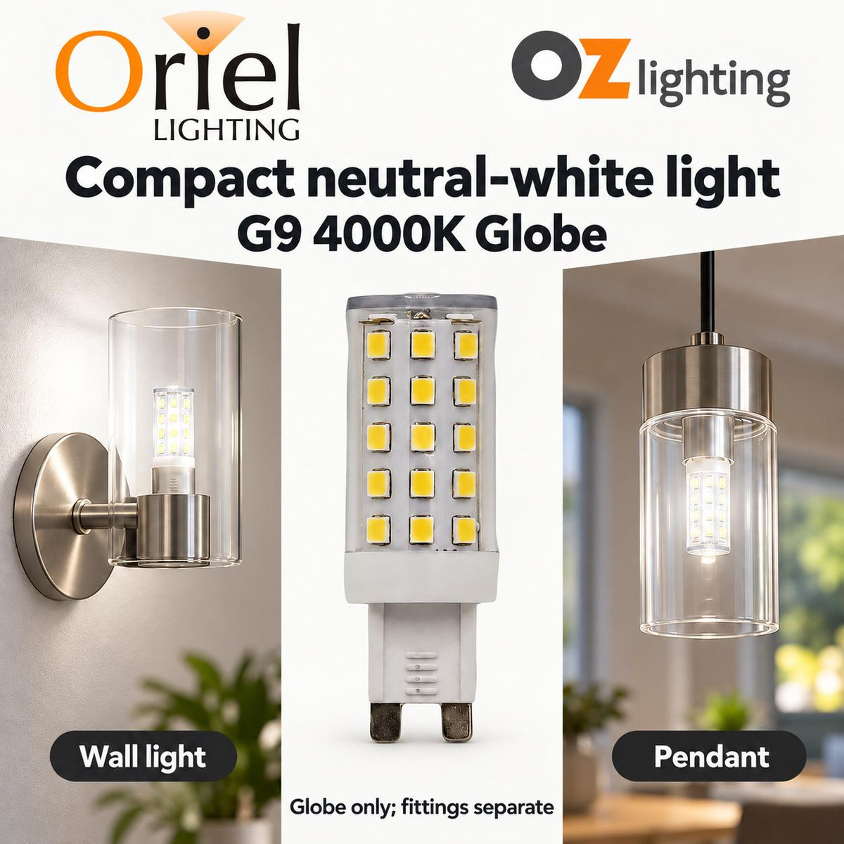 Oriel LED Globe - 4W, G9-Oriel Lighting-Ozlighting.com.au
