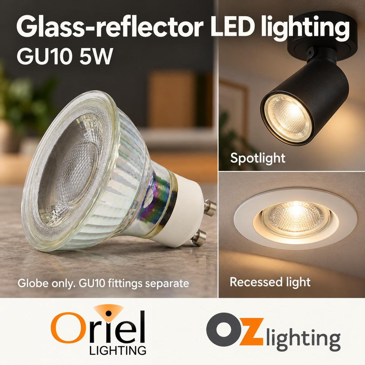 Oriel LED Globe - 5W, GU10-Oriel Lighting-Ozlighting.com.au