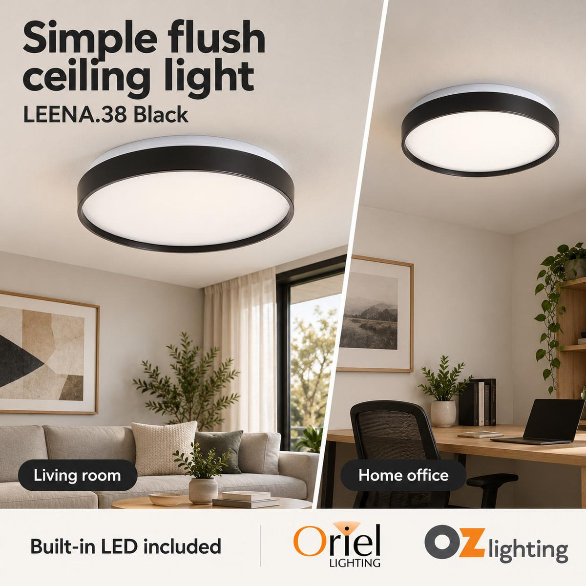 Oriel LEENA.38 LED Ceiling Light - 24W-Oriel Lighting-Ozlighting.com.au
