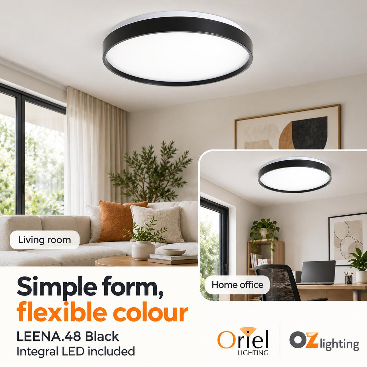 Oriel LEENA.48 LED Ceiling Light - 30W-Oriel Lighting-Ozlighting.com.au