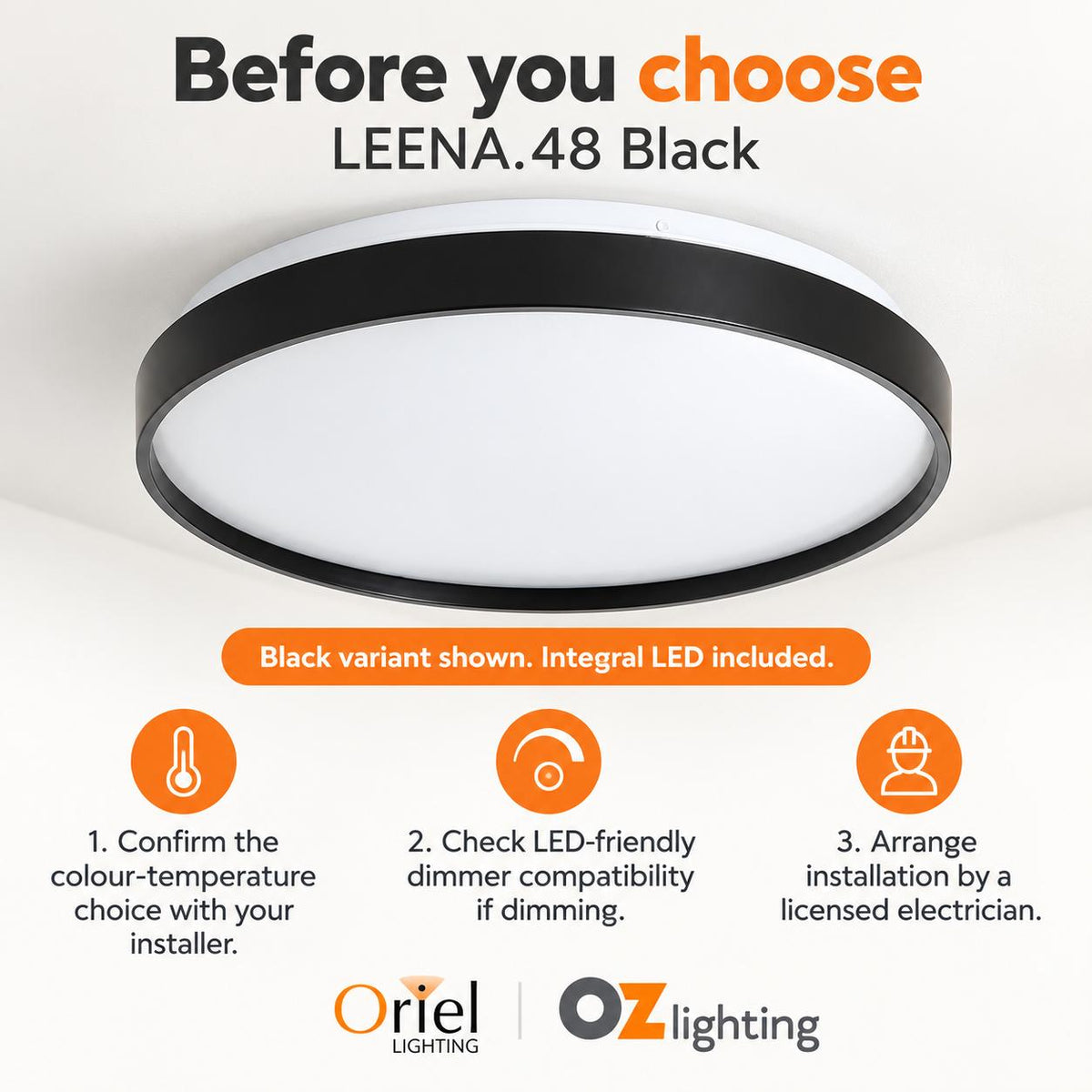 Oriel LEENA.48 LED Ceiling Light - 30W-Oriel Lighting-Ozlighting.com.au