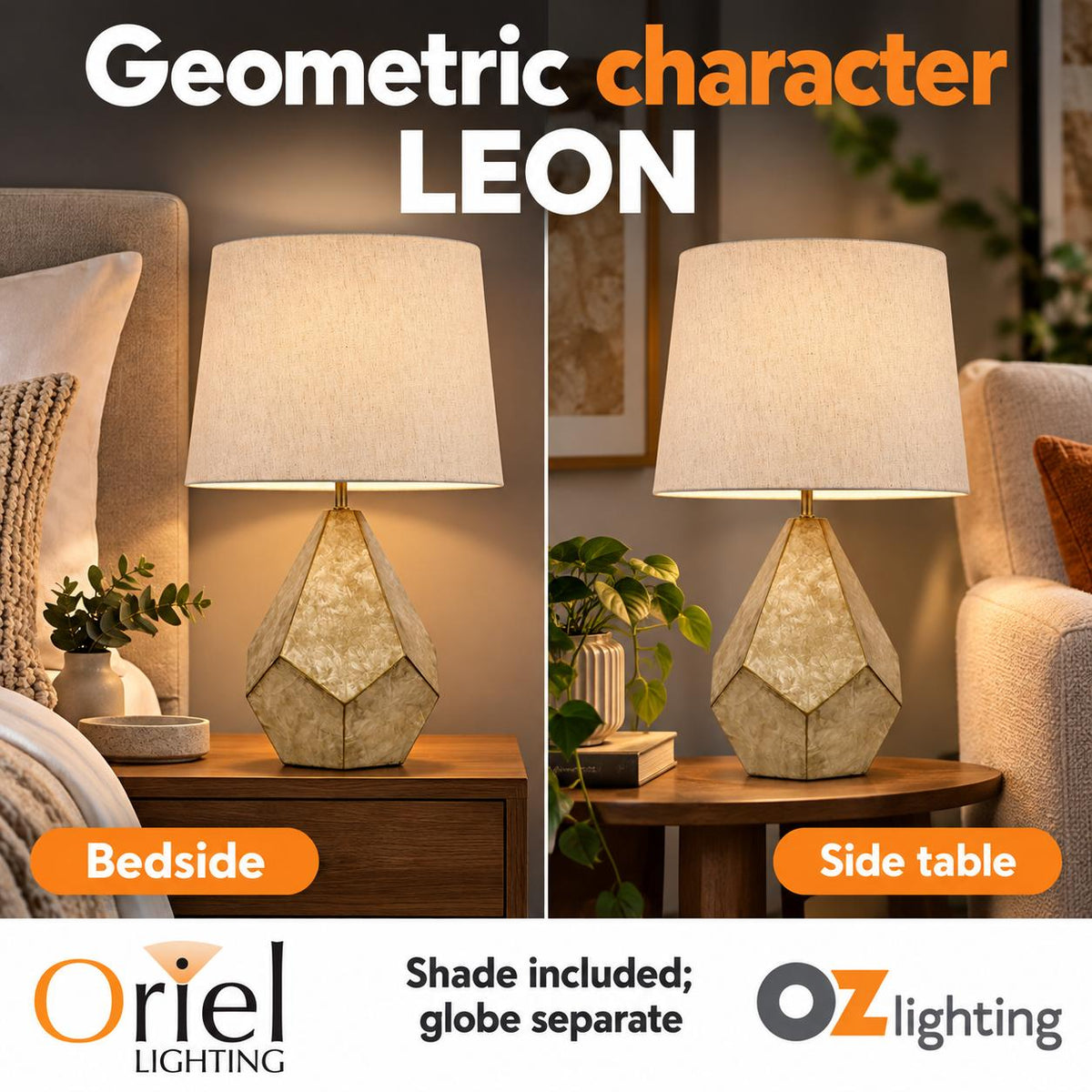 Oriel LEON Table Lamp - Geometric-Oriel Lighting-Ozlighting.com.au