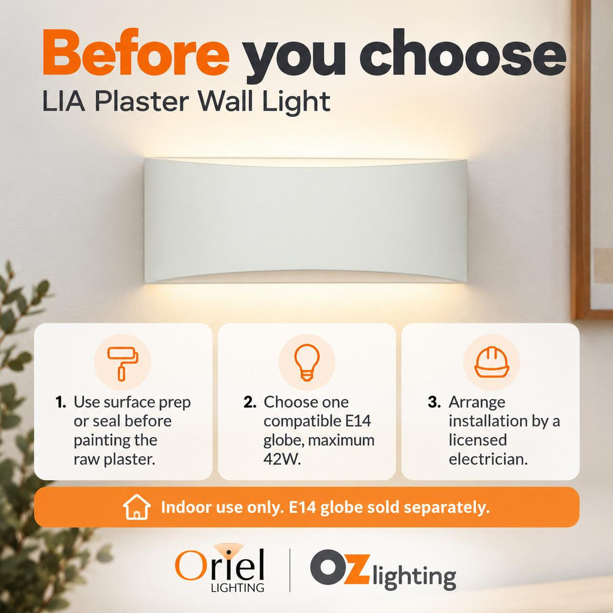 Oriel LIA Wall Light - Ceramic Interior, Raw-Oriel Lighting-Ozlighting.com.au