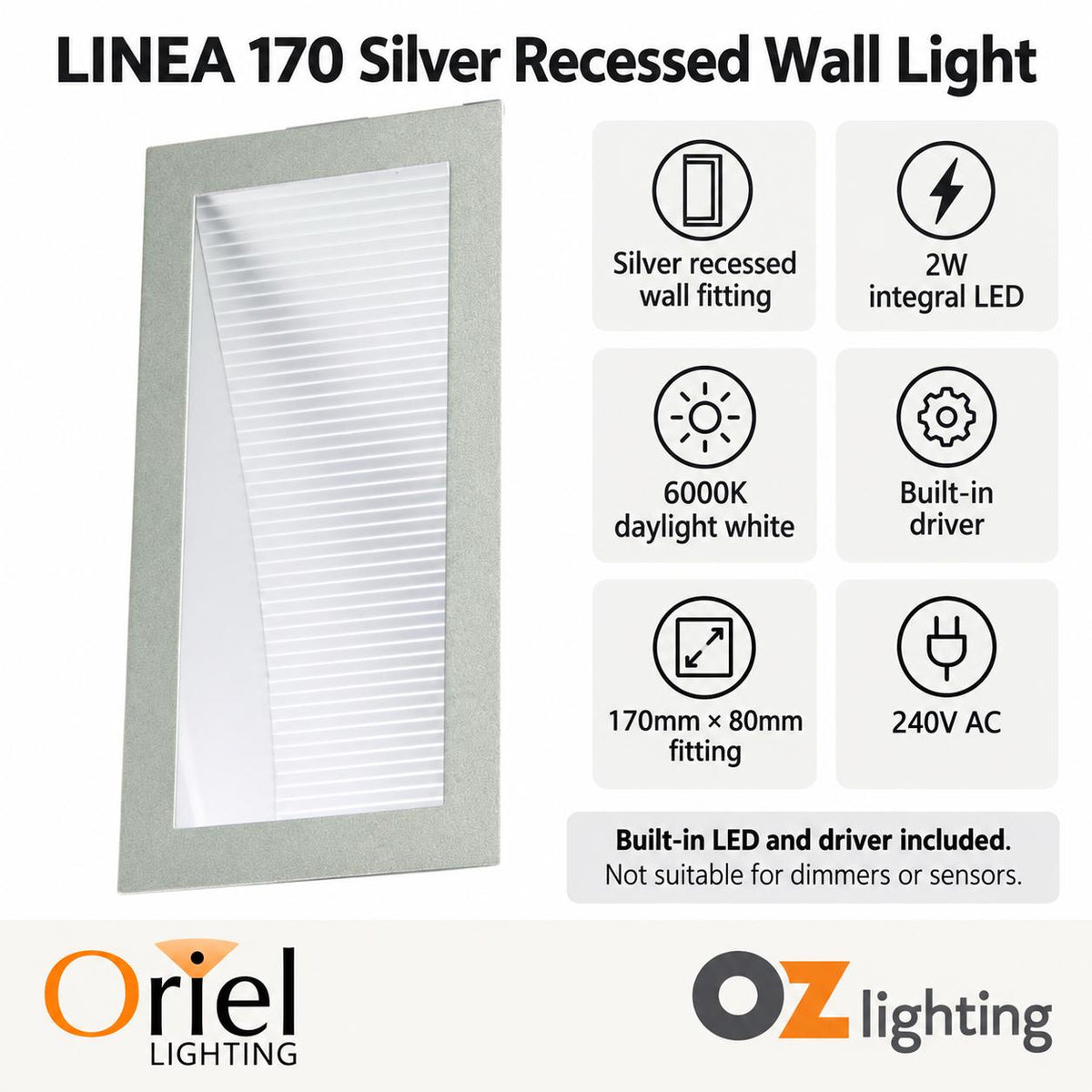 Oriel LINEA Recessed LED Wall Light-Oriel Lighting-Ozlighting.com.au