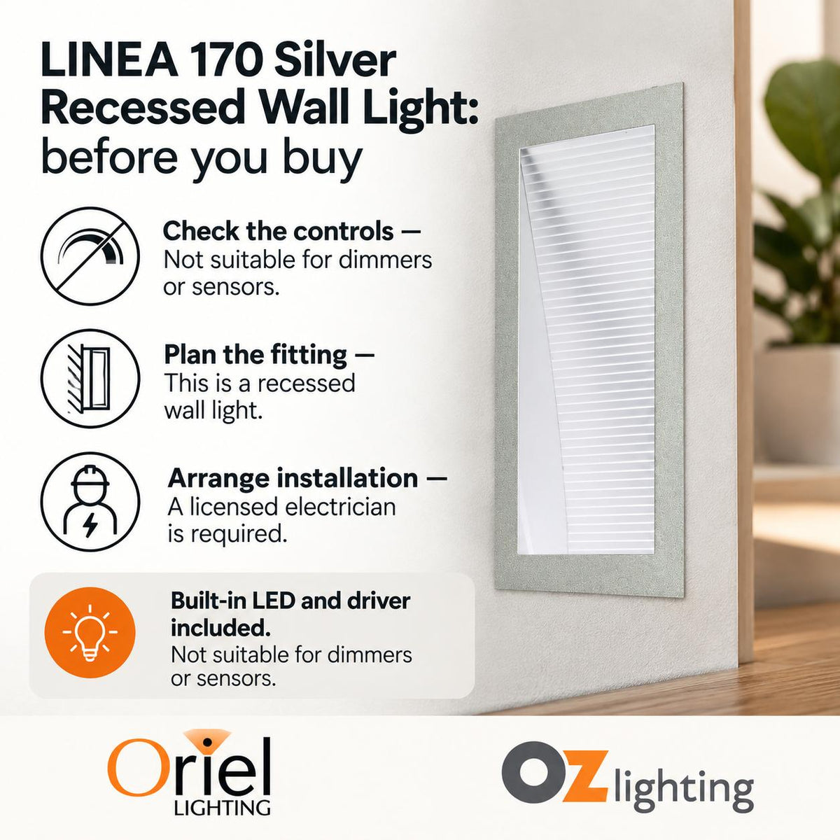 Oriel LINEA Recessed LED Wall Light-Oriel Lighting-Ozlighting.com.au