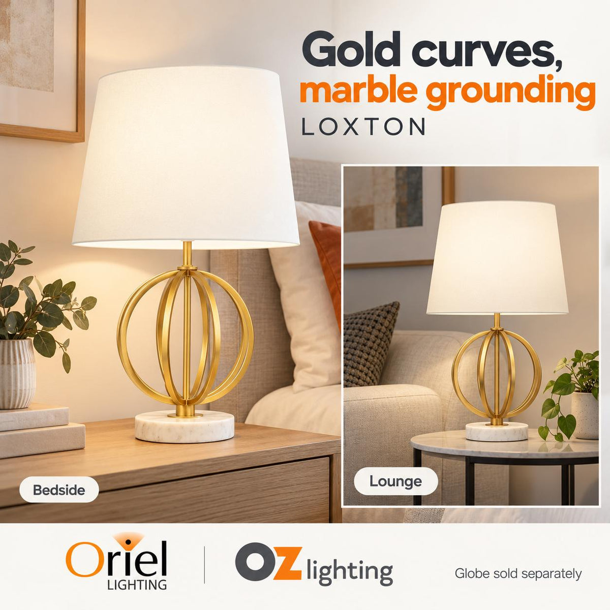 Oriel LOXTON Table Lamp - Marble-Oriel Lighting-Ozlighting.com.au