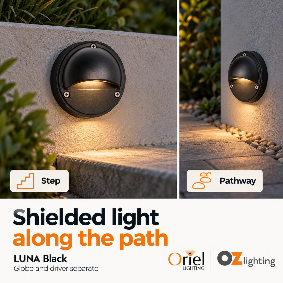 Oriel LUNA Outdoor Step Light - G4 12V DC Surface Mount Eyelid, IP44 - DRIVER REQUIRED-Oriel Lighting-Ozlighting.com.au
