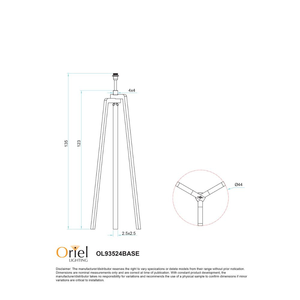 Oriel LUND Lamp Base - Scandi Timber Tripod-Oriel Lighting-Ozlighting.com.au