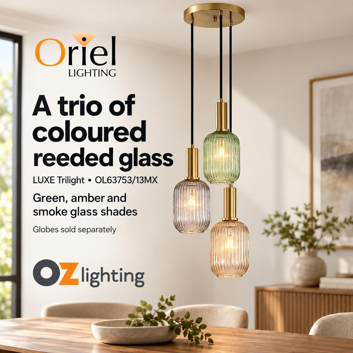 Oriel LUXE Pendant - 3 Light-Oriel Lighting-Ozlighting.com.au