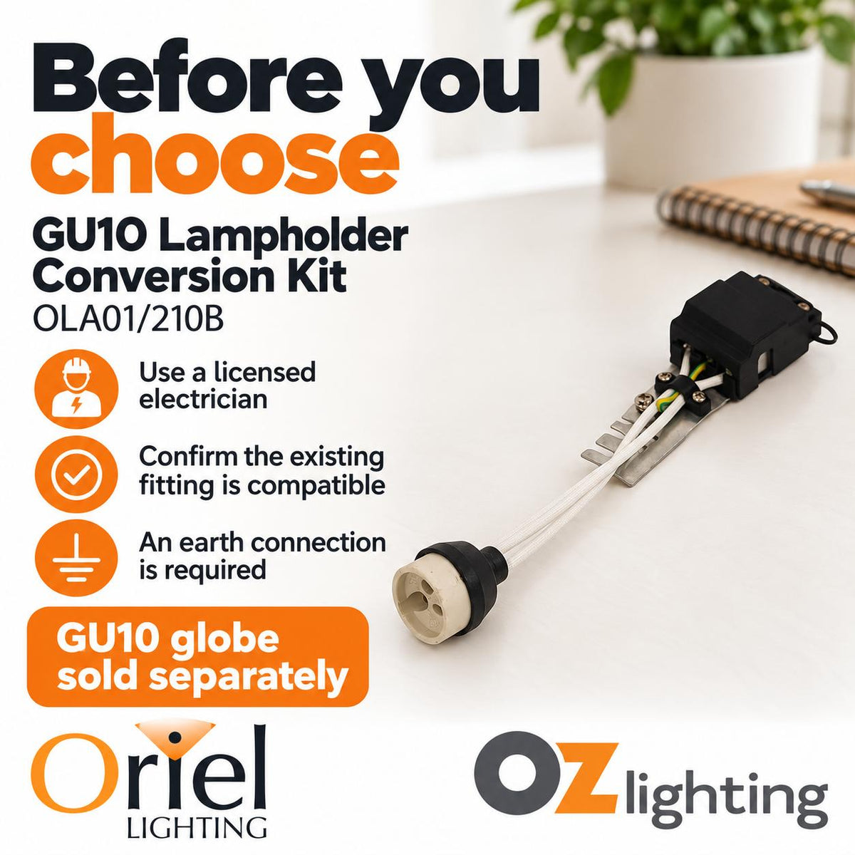 Oriel Lamp Holder Kit - GU10-Oriel Lighting-Ozlighting.com.au