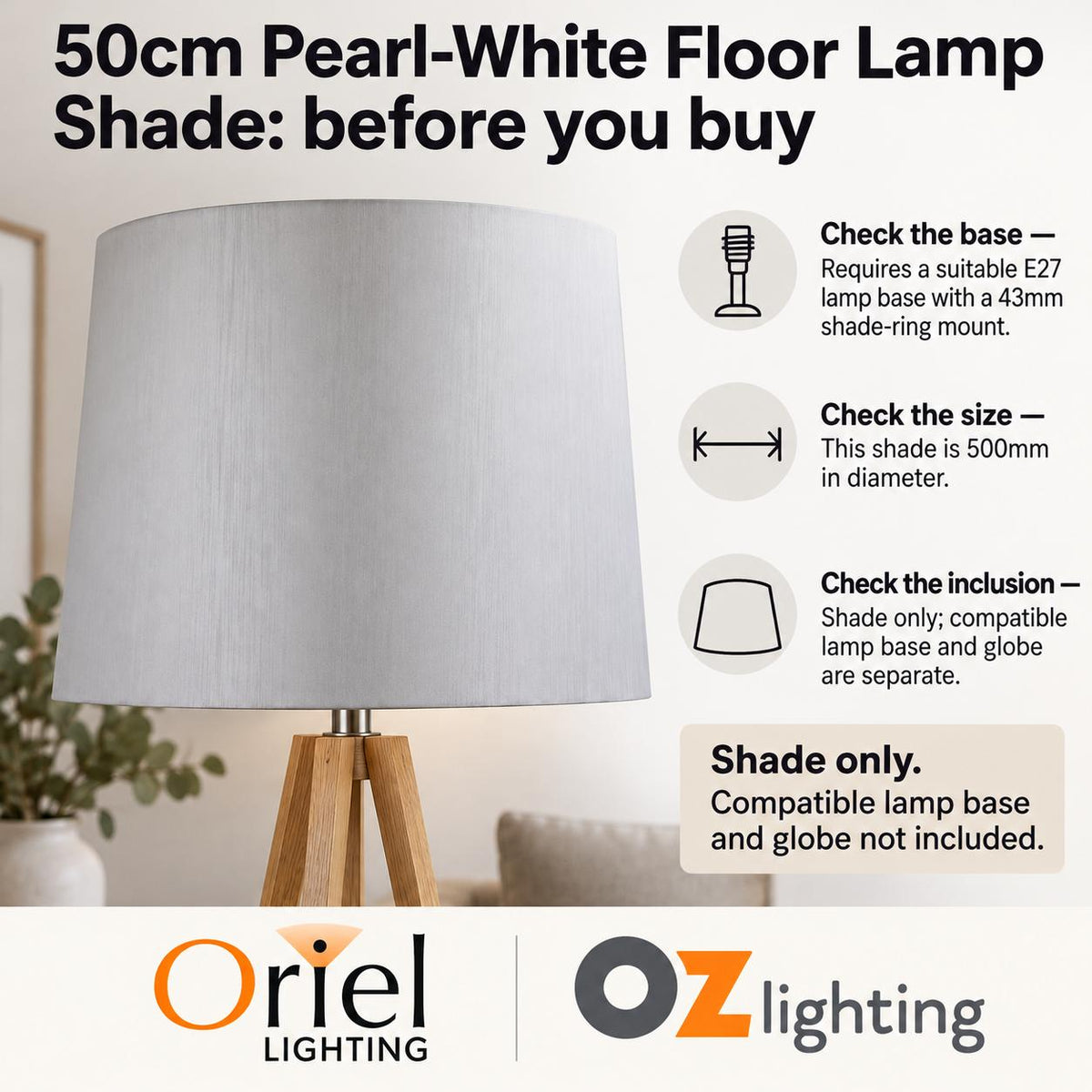 Oriel Lamp Shade - 50cm-Oriel Lighting-Ozlighting.com.au