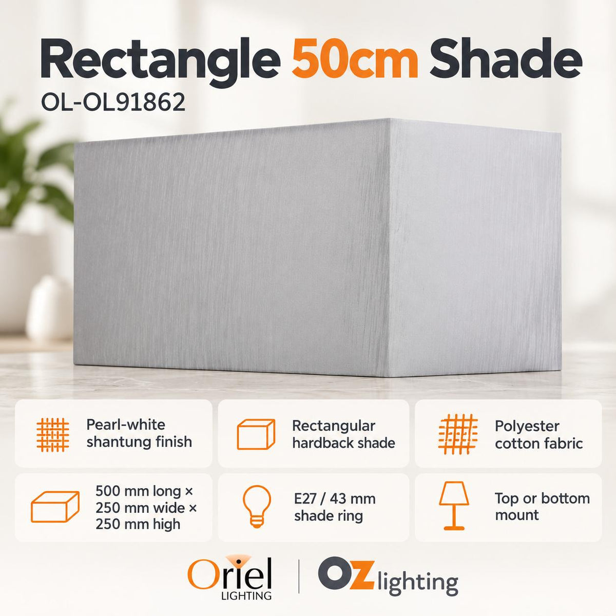 Oriel Lamp Shade - 50cm Rectangle-Oriel Lighting-Ozlighting.com.au
