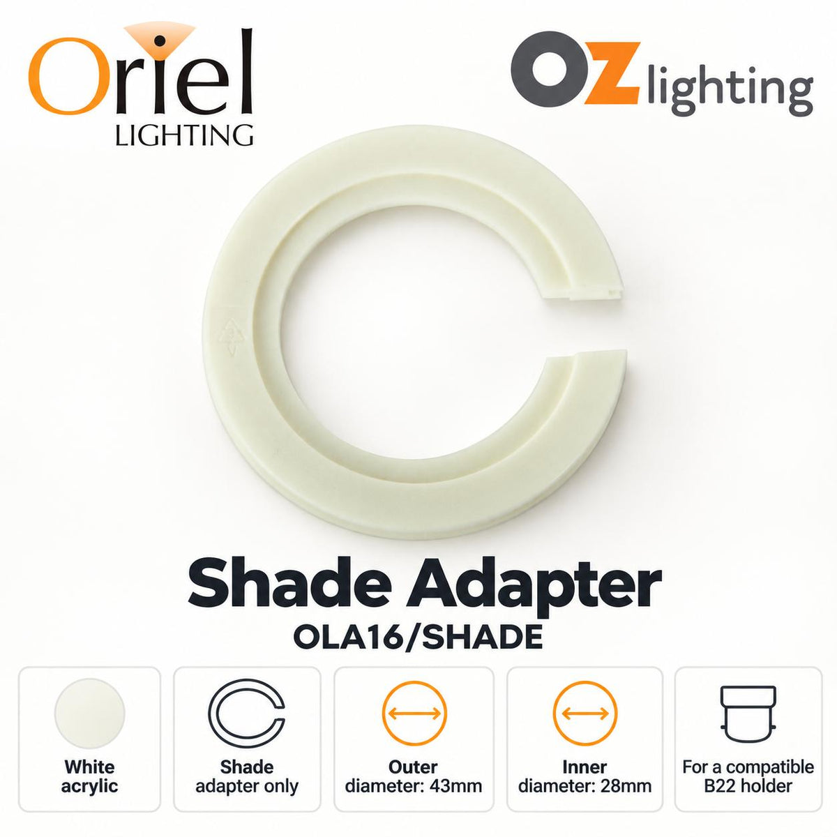 Oriel Lampshade - B22 to E27 Adaptor-Oriel Lighting-Ozlighting.com.au