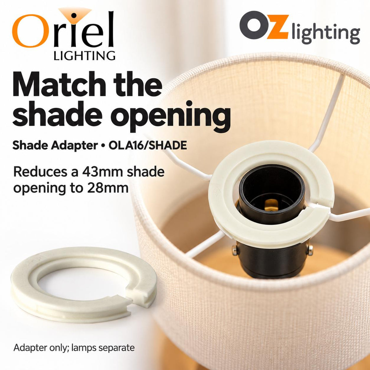 Oriel Lampshade - B22 to E27 Adaptor-Oriel Lighting-Ozlighting.com.au