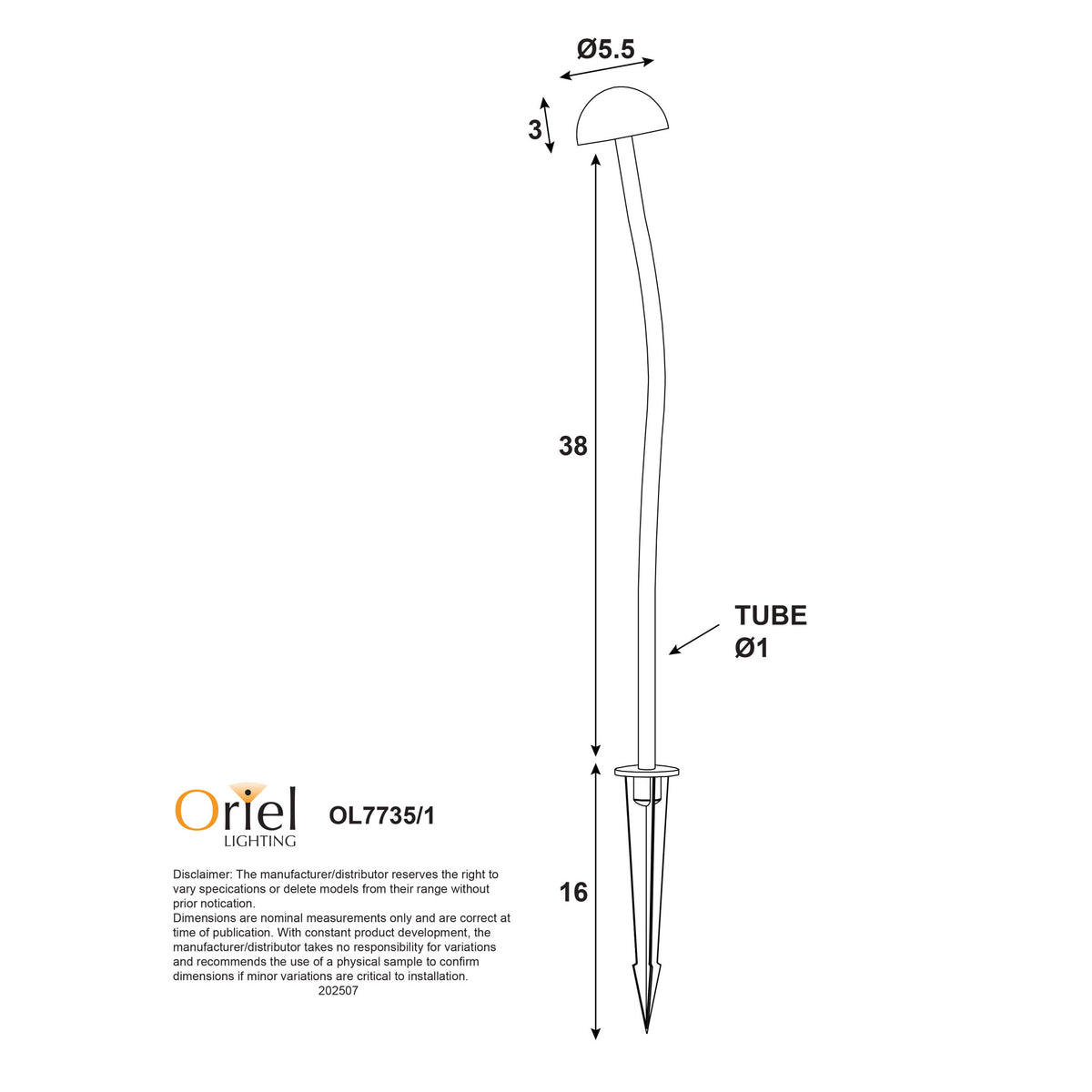 Oriel Lighting ENOKI.1 LED Spike Light - 12V Garden, White - DRIVER REQUIRED-Oriel Lighting-Ozlighting.com.au