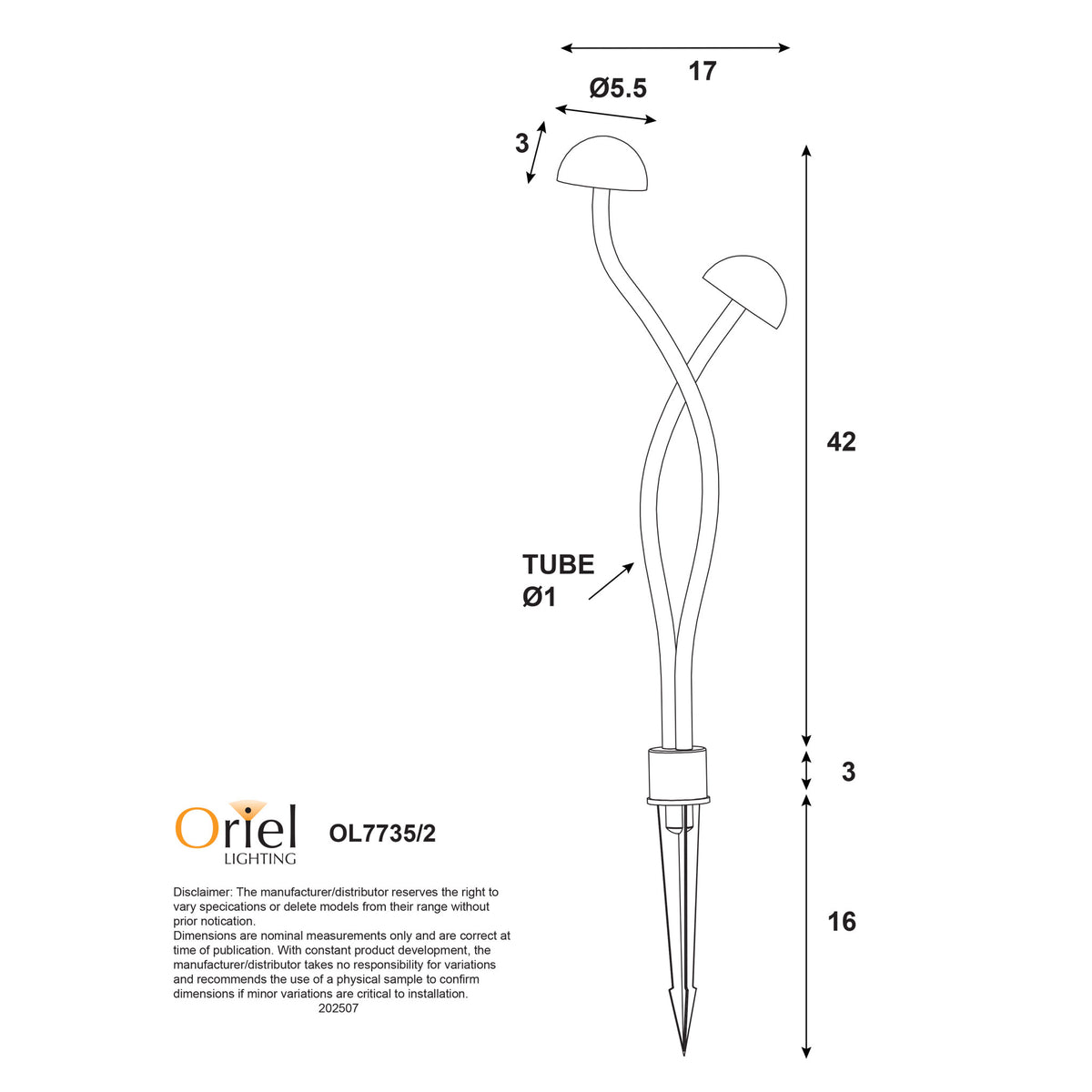 Oriel Lighting ENOKI.2 LED Spike Light - 12V Garden, White - DRIVER REQUIRED-Oriel Lighting-Ozlighting.com.au