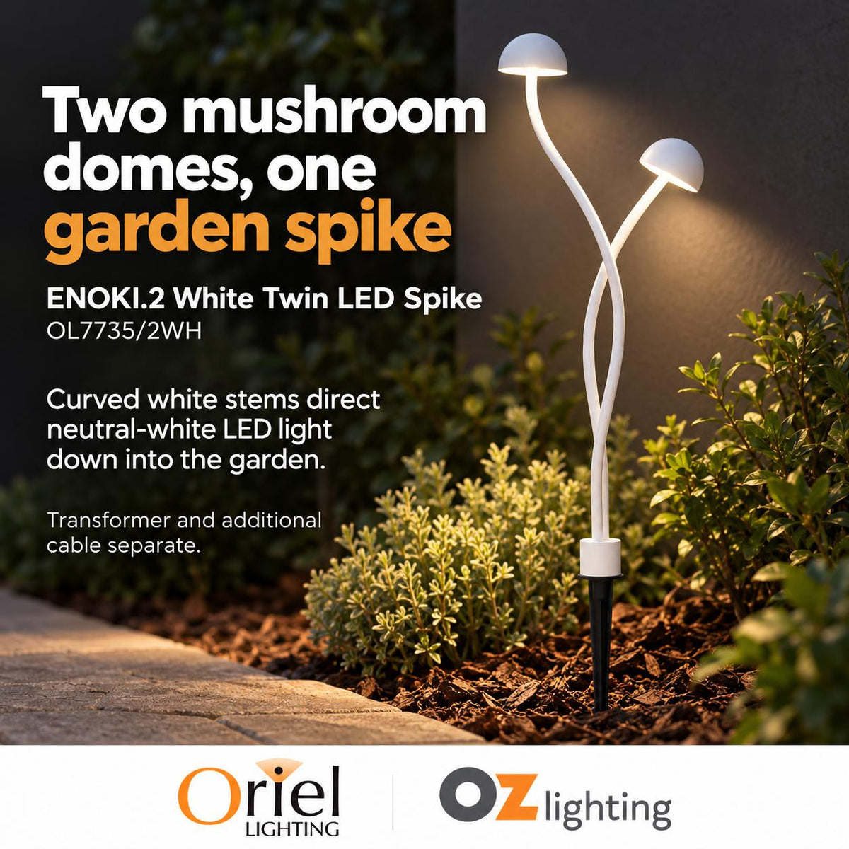Oriel Lighting ENOKI.2 LED Spike Light - 12V Garden, White - DRIVER REQUIRED-Oriel Lighting-Ozlighting.com.au