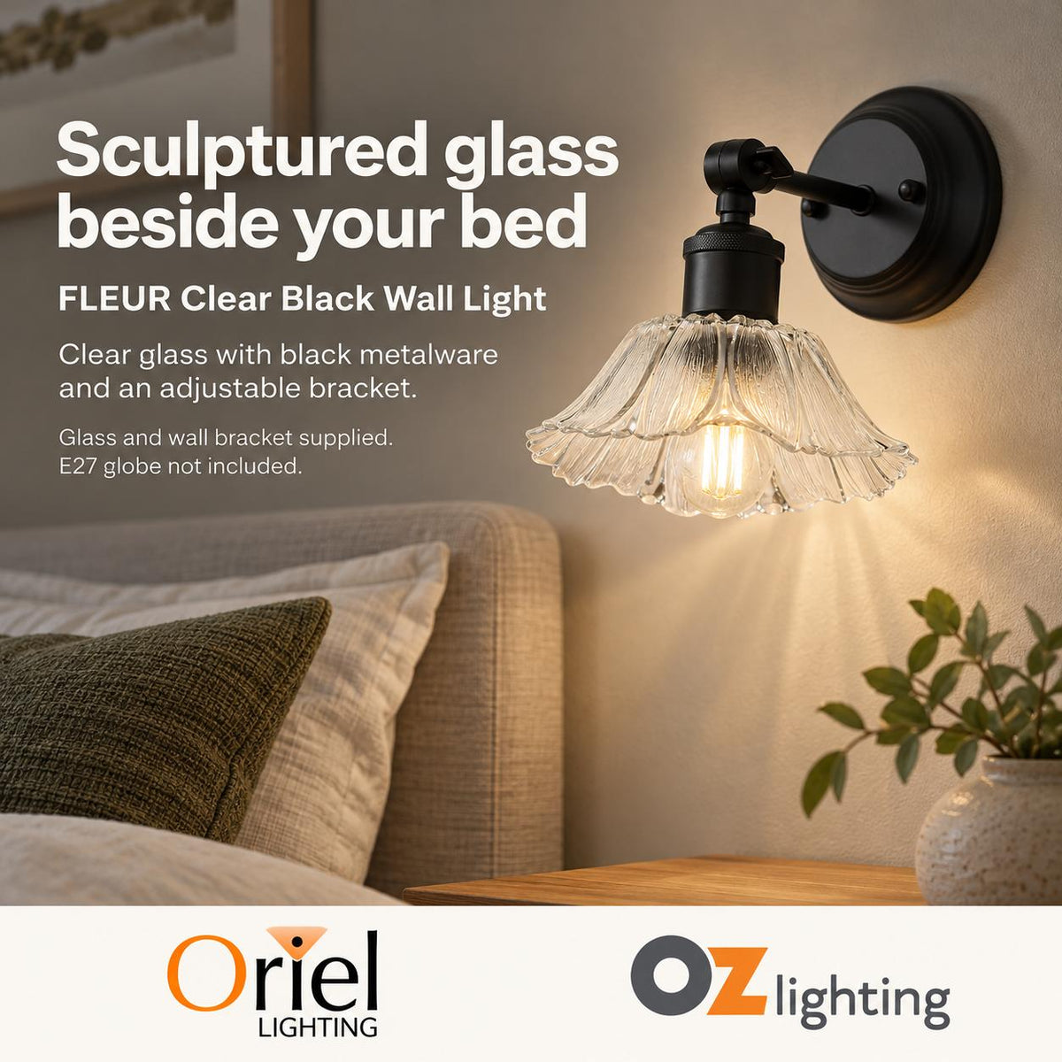 Oriel Lighting FLEUR Wall Light - Glass-Oriel Lighting-Ozlighting.com.au