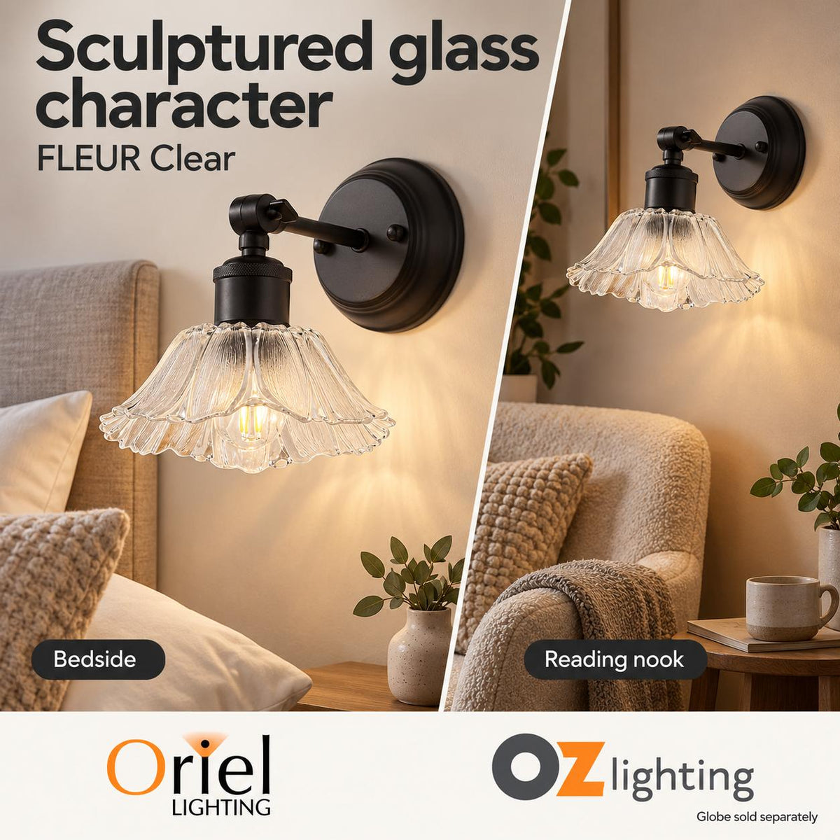 Oriel Lighting FLEUR Wall Light - Glass-Oriel Lighting-Ozlighting.com.au