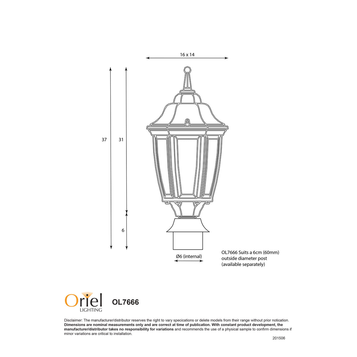 Oriel Lighting HIGHGATE Outdoor Post Top Light - Black-Oriel Lighting-Ozlighting.com.au