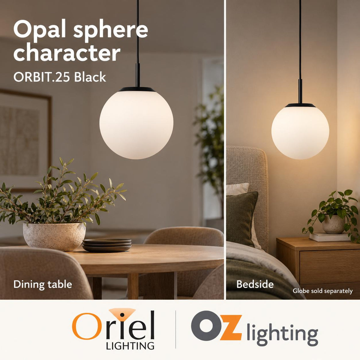 Oriel Lighting ORBIT.25 Opal Pendant - Glass-Oriel Lighting-Ozlighting.com.au