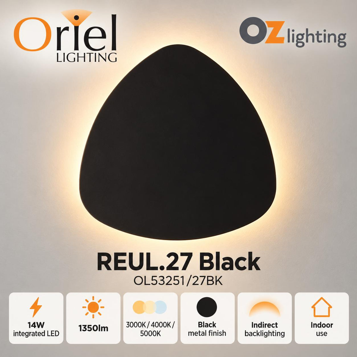 Oriel Lighting REUL.27 LED Wall Light - Tri-Colour-Oriel Lighting-Ozlighting.com.au