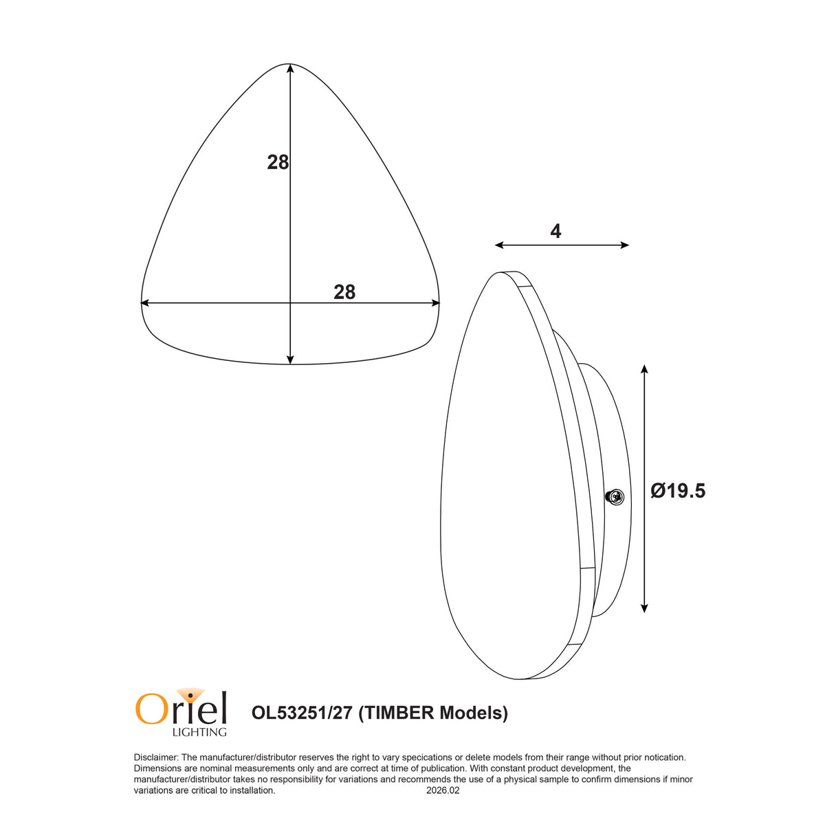 Oriel Lighting REUL.27 LED Wall Light - Tri-Colour-Oriel Lighting-Ozlighting.com.au