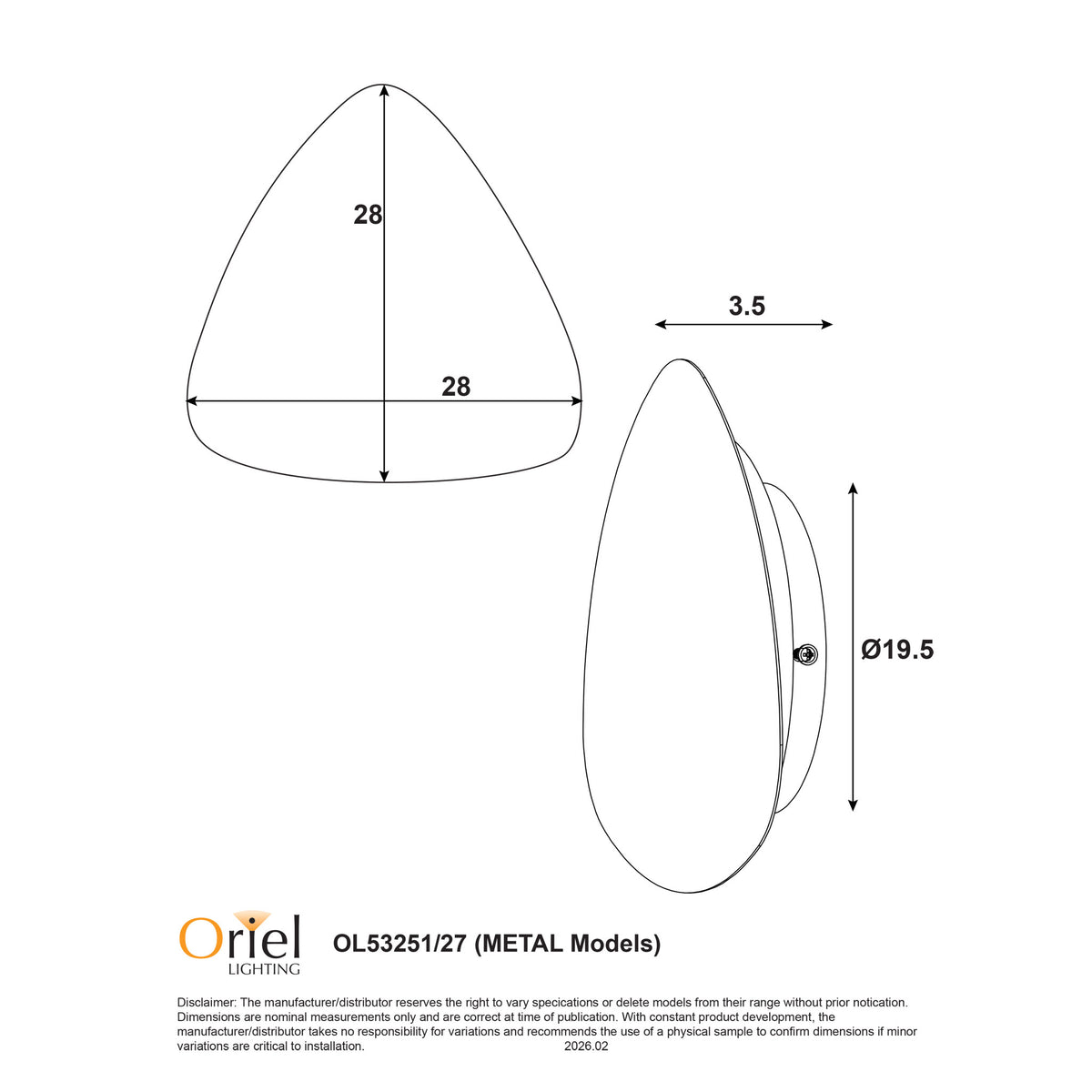 Oriel Lighting REUL.27 LED Wall Light - Tri-Colour-Oriel Lighting-Ozlighting.com.au