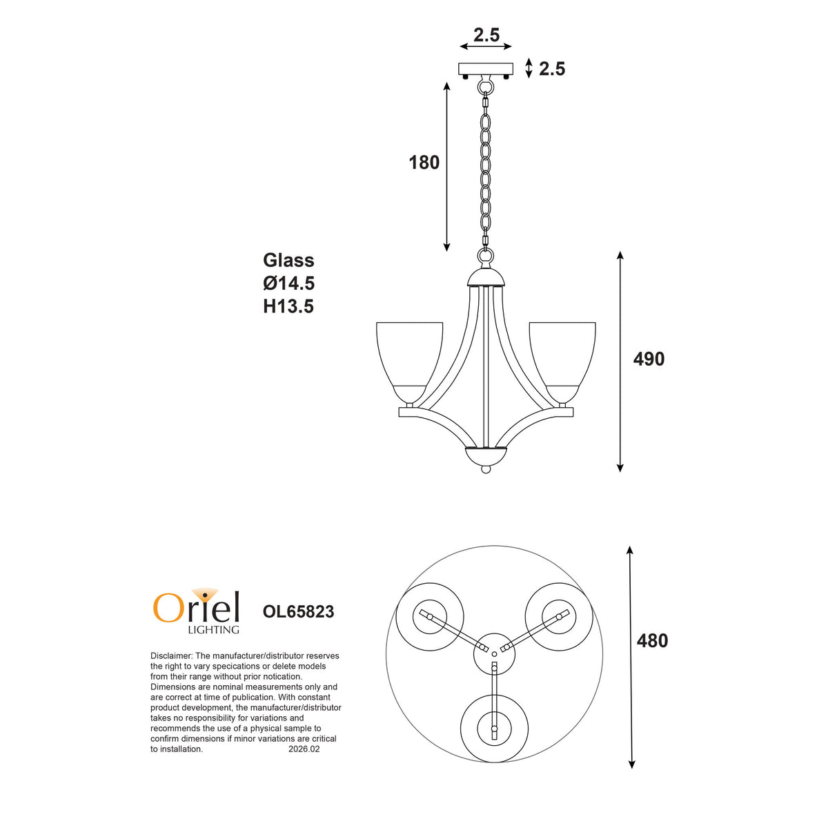 Oriel Lighting ROXBY Pendant - 3 Light, Black-Oriel Lighting-Ozlighting.com.au