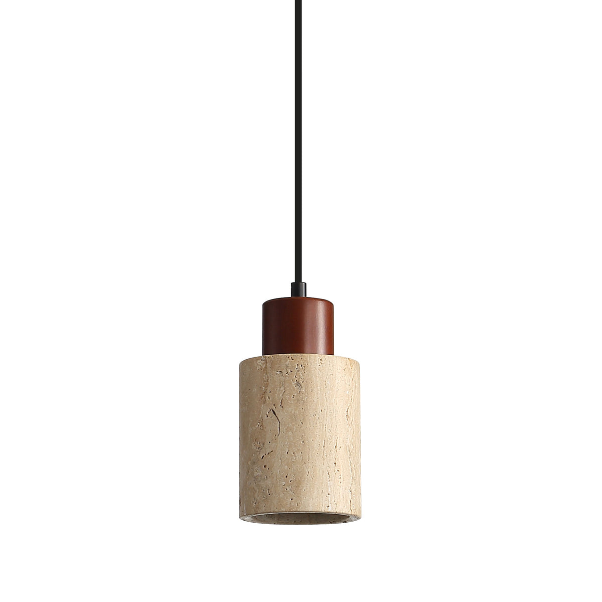 Oriel Lighting TIBUR.100 Pendant - Travertine and Wood-Oriel Lighting-Ozlighting.com.au