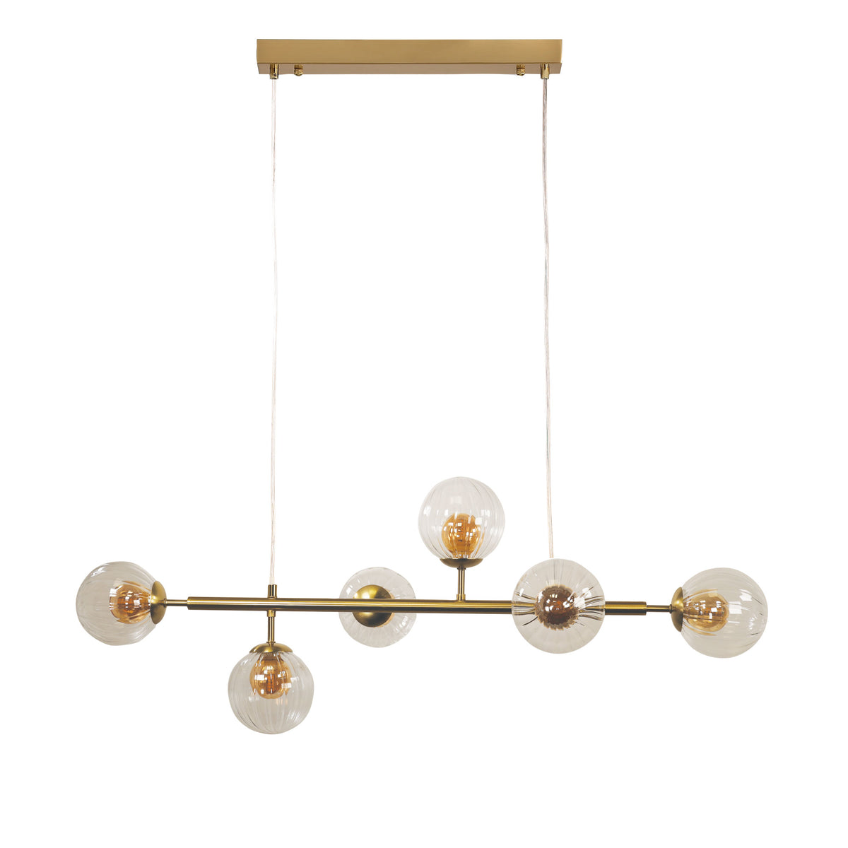 Oriel Lighting VOLLI.6 Optic Pendant - Glass, Satin Brass-Oriel Lighting-Ozlighting.com.au