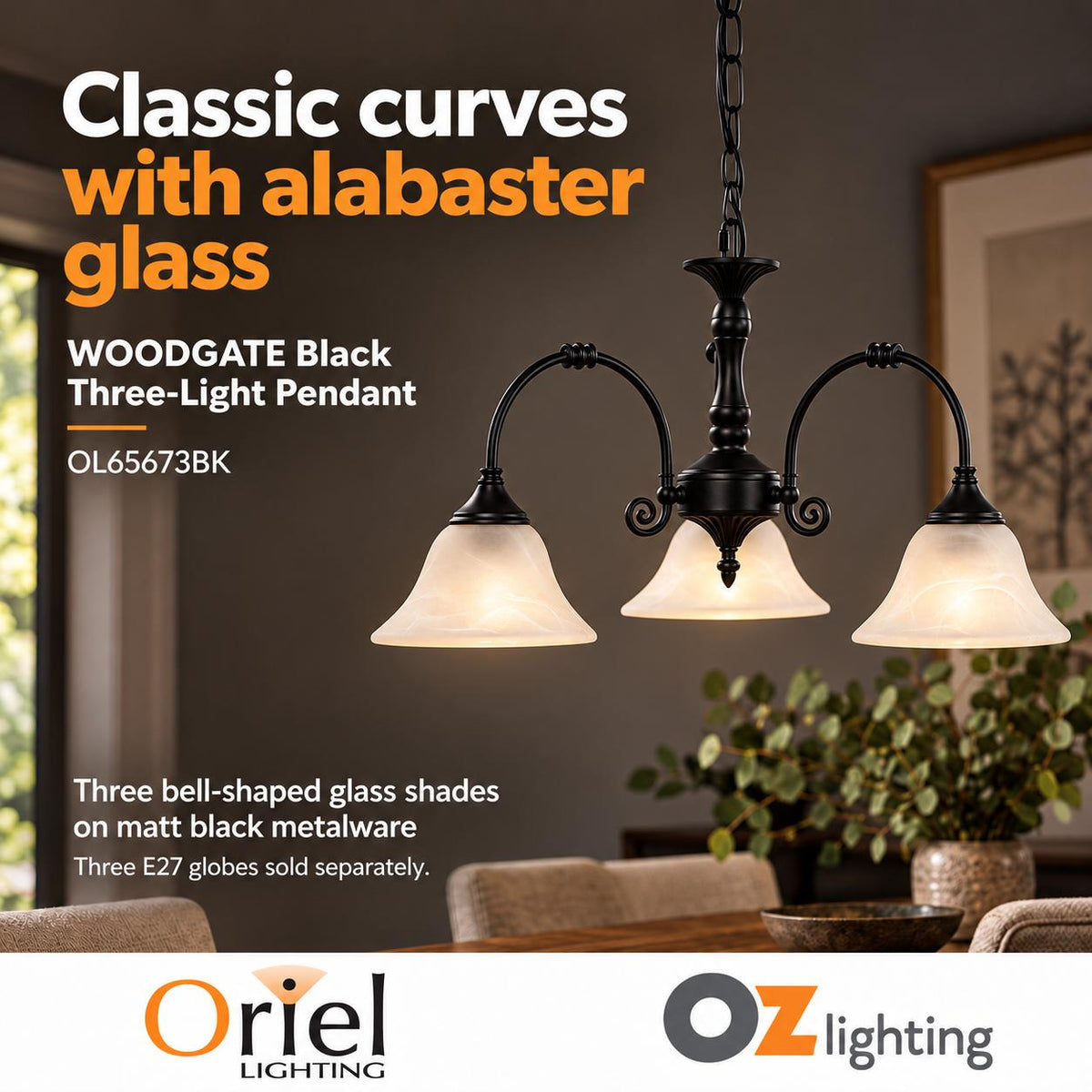 Oriel Lighting WOODGATE Pendant - 3 Light-Oriel Lighting-Ozlighting.com.au
