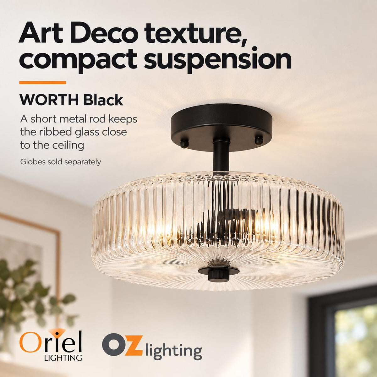 Oriel Lighting WORTH Ribbed Pendant - Glass-Oriel Lighting-Ozlighting.com.au