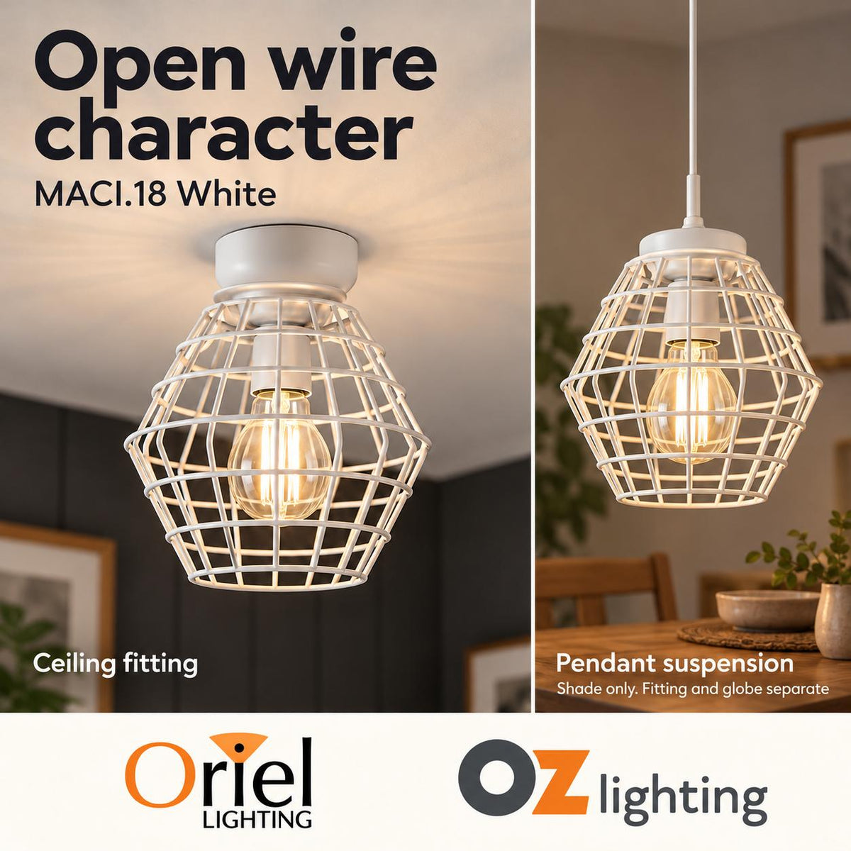 Oriel MACI.18 DIY Shade Only - Wire Retro Industrial-Oriel Lighting-Ozlighting.com.au