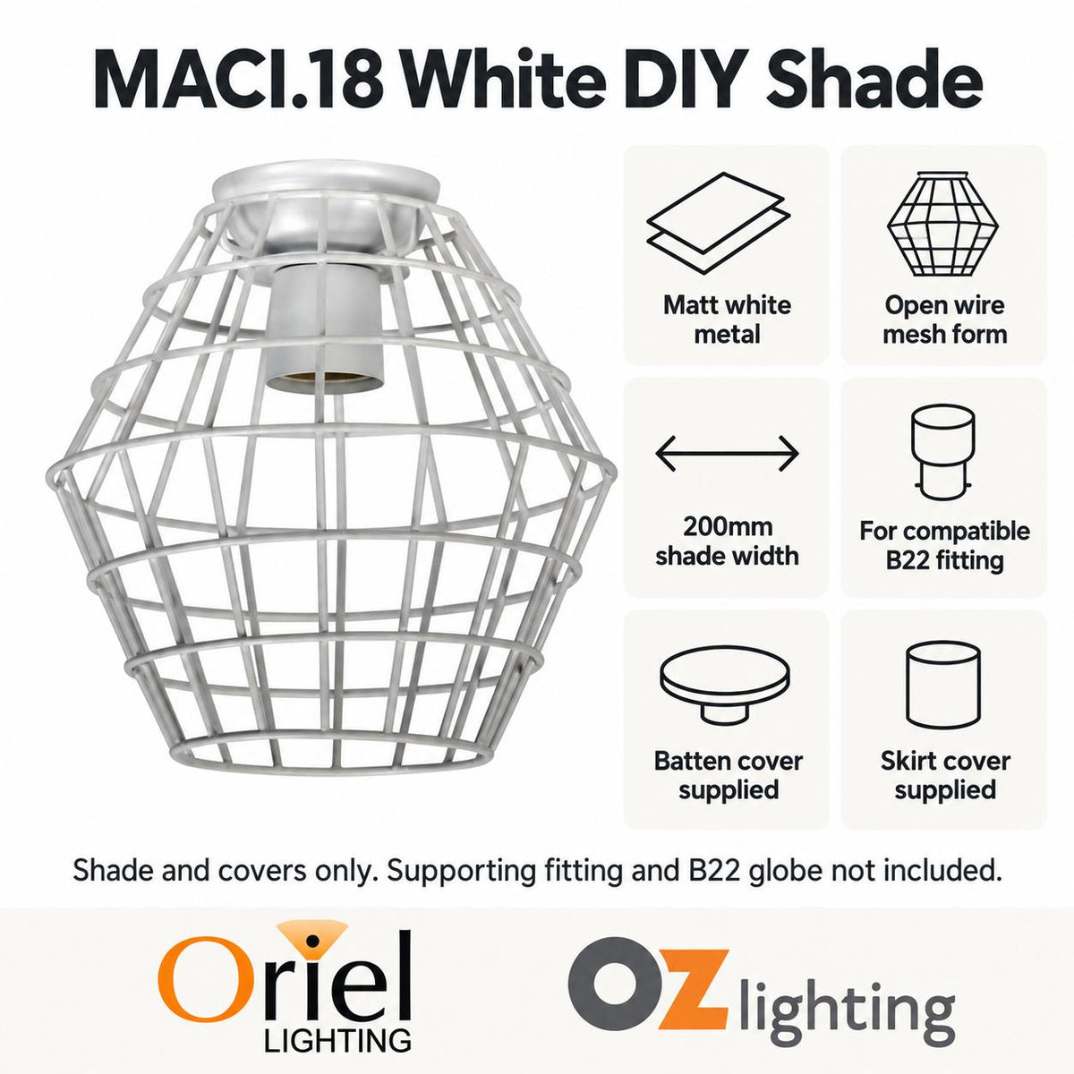 Oriel MACI.18 DIY Shade Only - Wire Retro Industrial-Oriel Lighting-Ozlighting.com.au