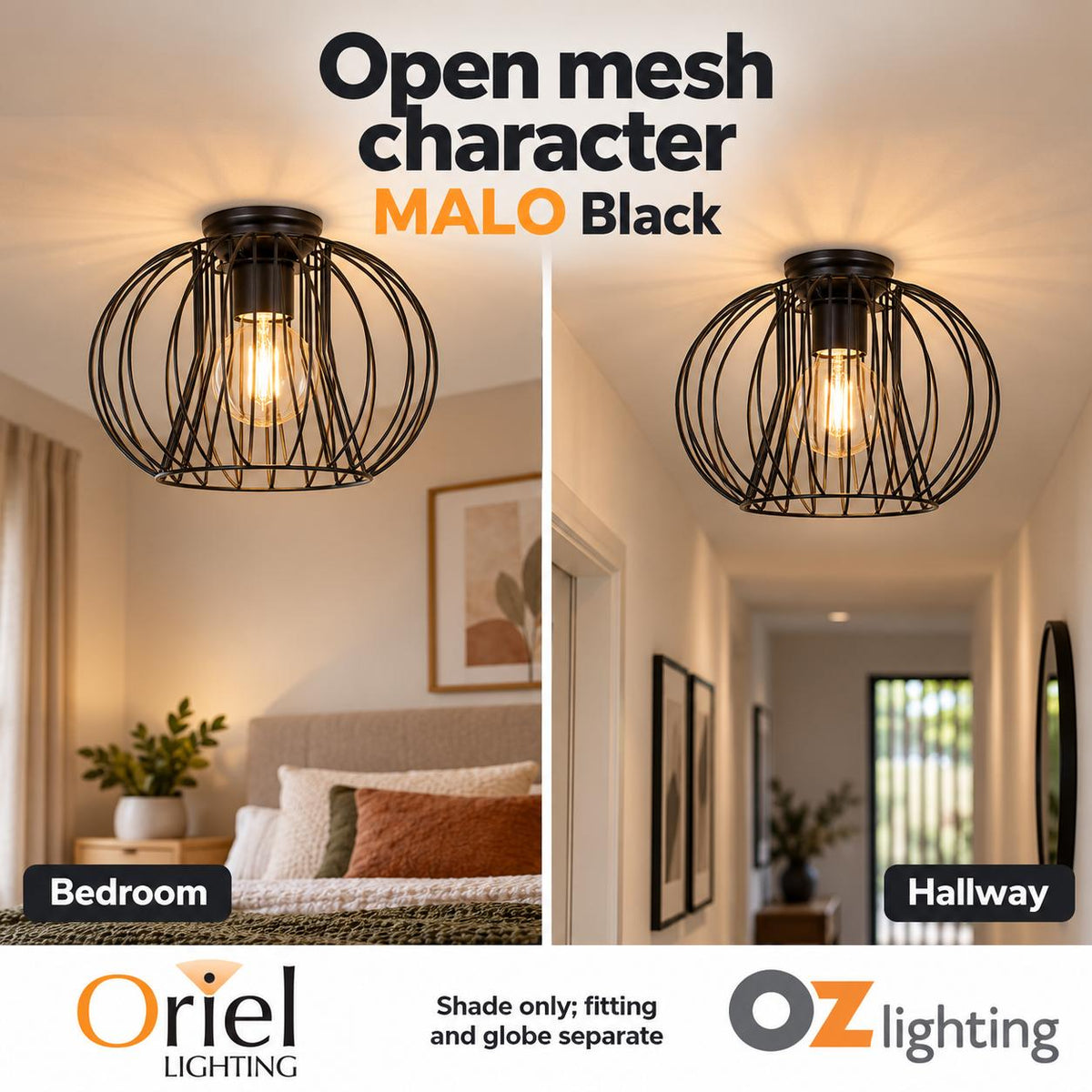 Oriel MALO DIY Shade Only - Industrial Style-Oriel Lighting-Ozlighting.com.au