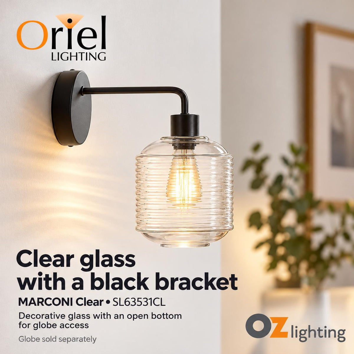 Oriel MARCONI Wall Light - Glass Sconce-Oriel Lighting-Ozlighting.com.au