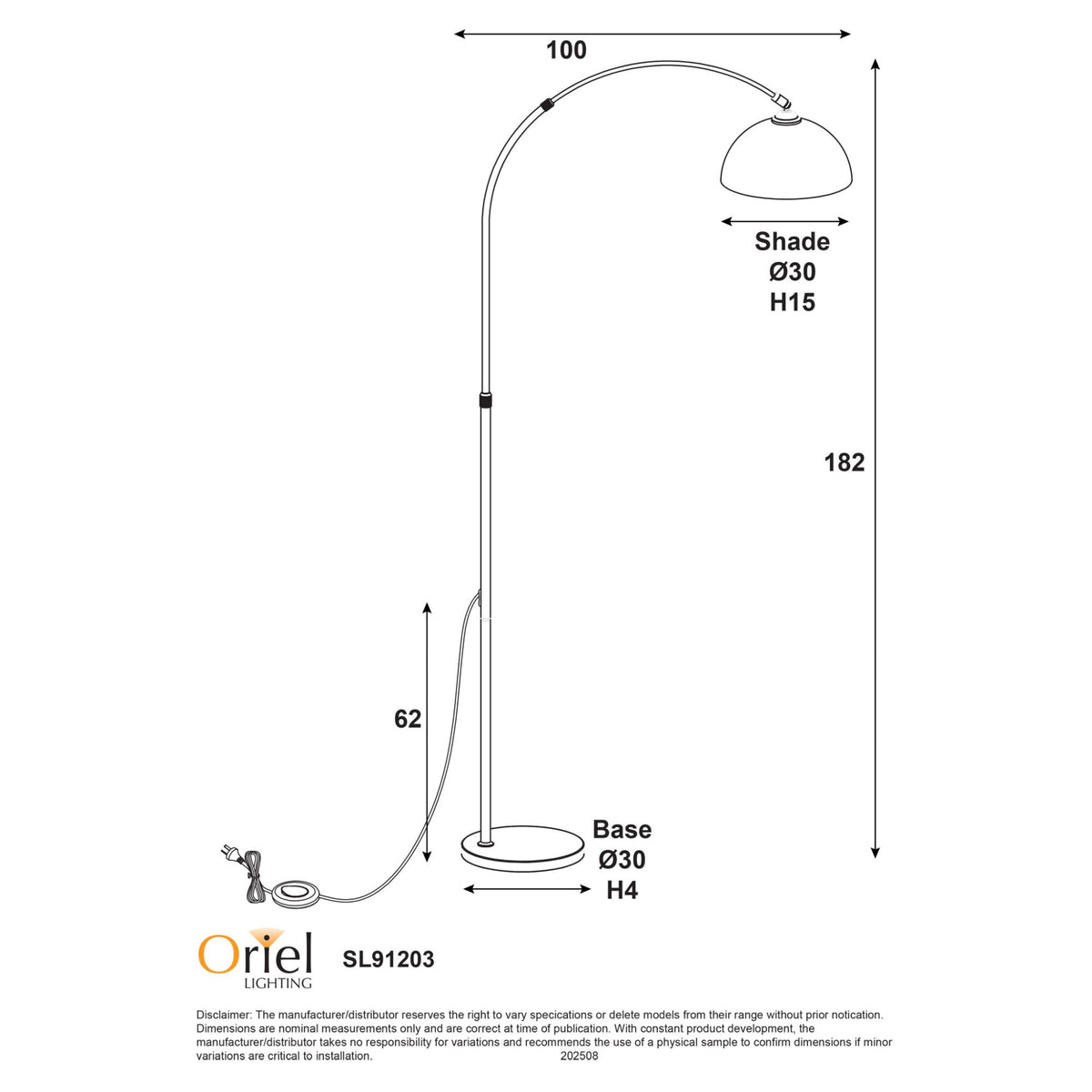 Oriel MARMO Floor Lamp Marble Base Foot Switch-Oriel Lighting-Ozlighting.com.au