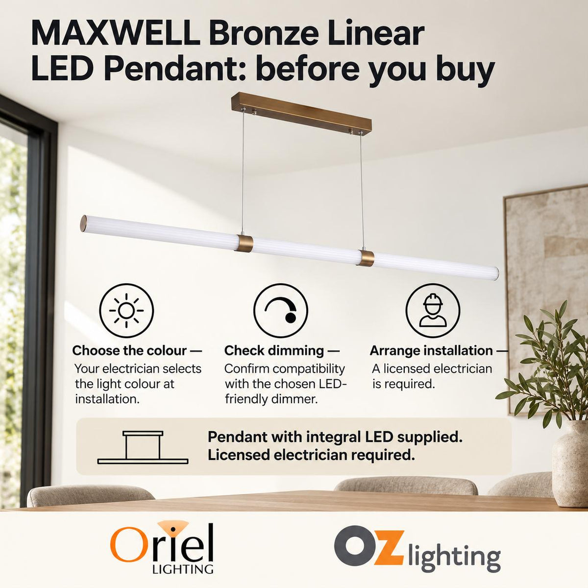 Oriel MAXWELL Pendant - 1 Light, Bronze-Oriel Lighting-Ozlighting.com.au