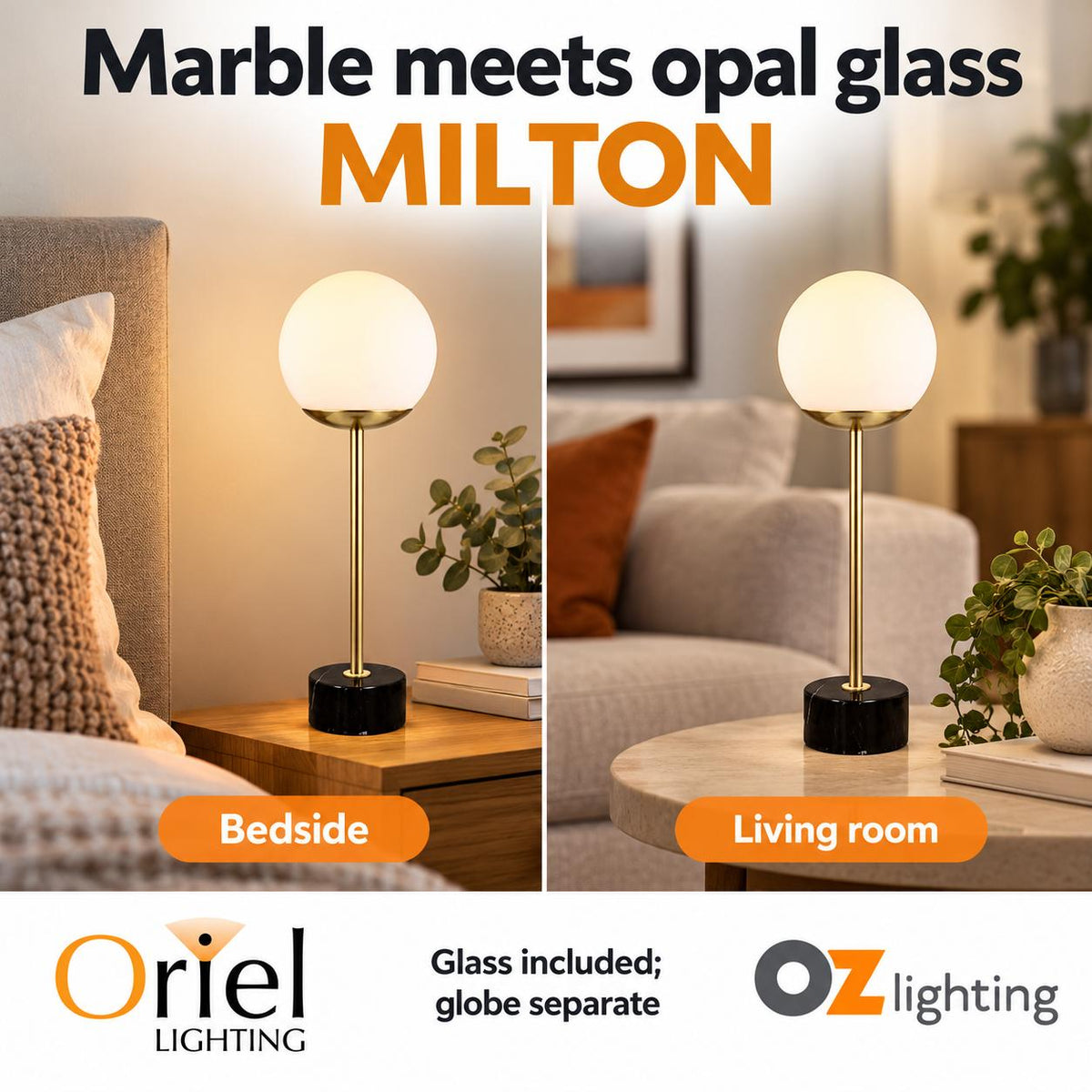 Oriel MILTON Table Lamp - Classic Marble Art Deco-Oriel Lighting-Ozlighting.com.au