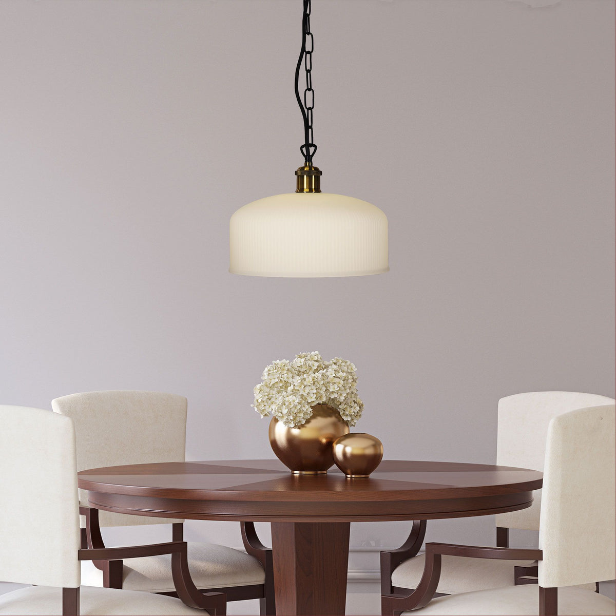 Oriel MINKA Pendant Light Ribbed Glass Antique Brass-Oriel Lighting-Ozlighting.com.au