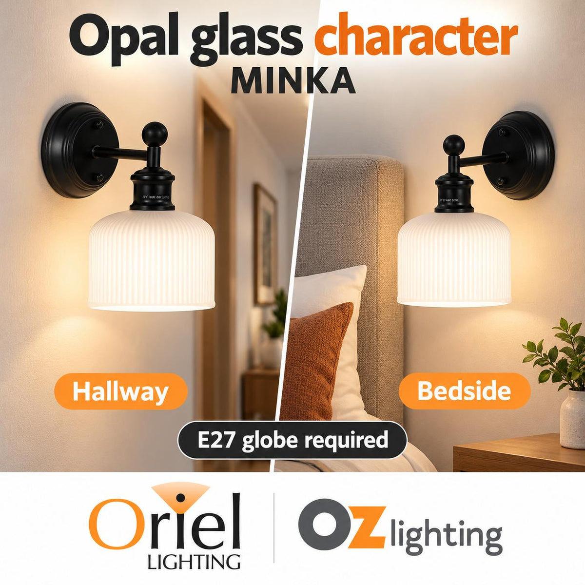 Oriel MINKA Wall Light - Max. 60W-Oriel Lighting-Ozlighting.com.au