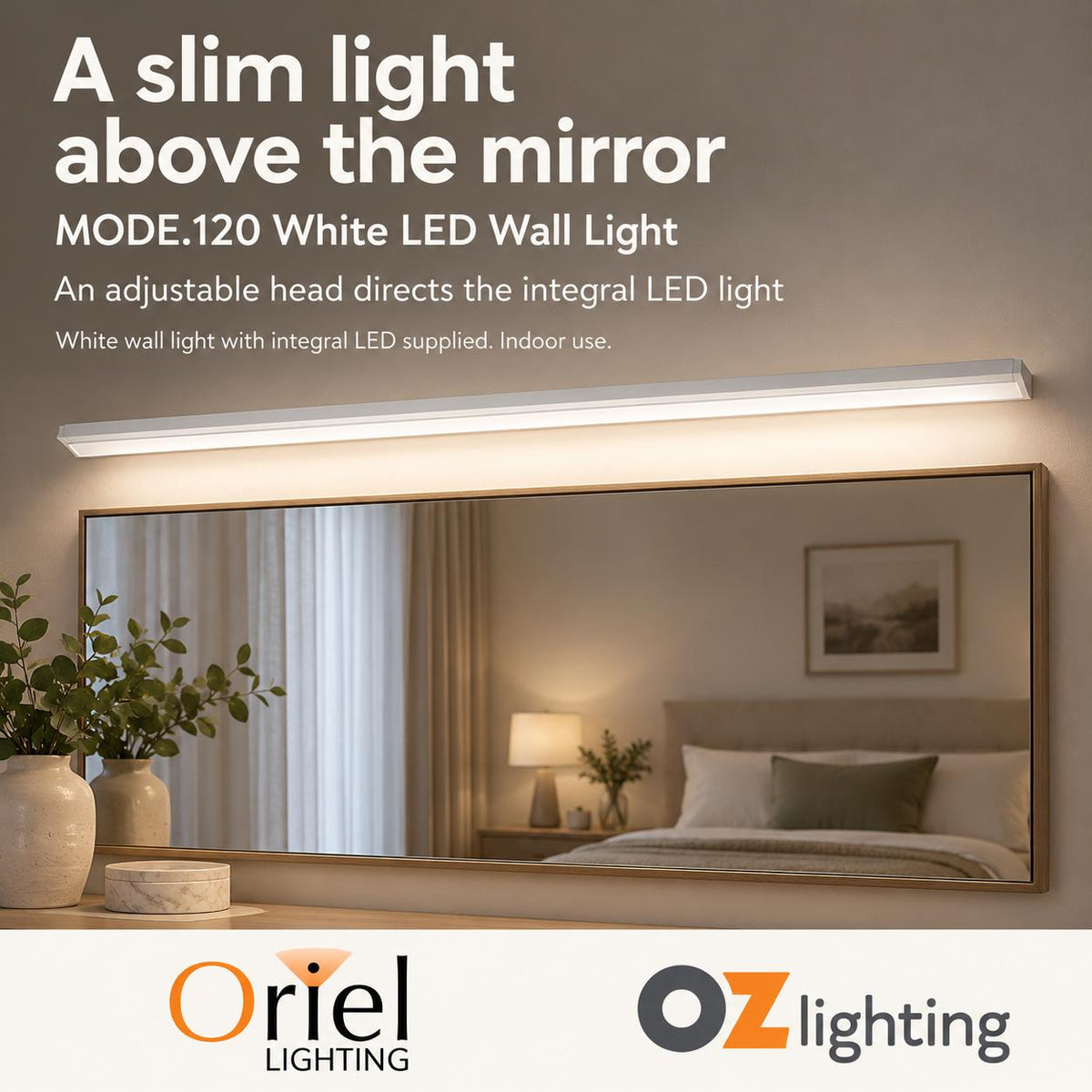 Oriel MODE LED Vanity Wall Light - Tri-Colour-Oriel Lighting-Ozlighting.com.au