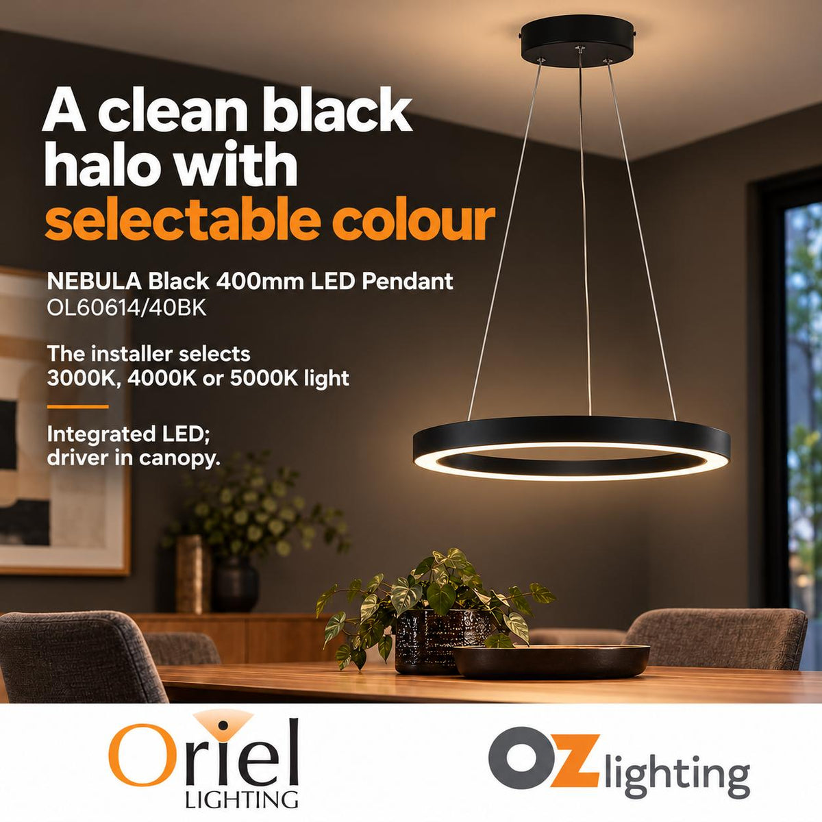 Oriel NEBULA LED Pendant - Modern Halo-Oriel Lighting-Ozlighting.com.au
