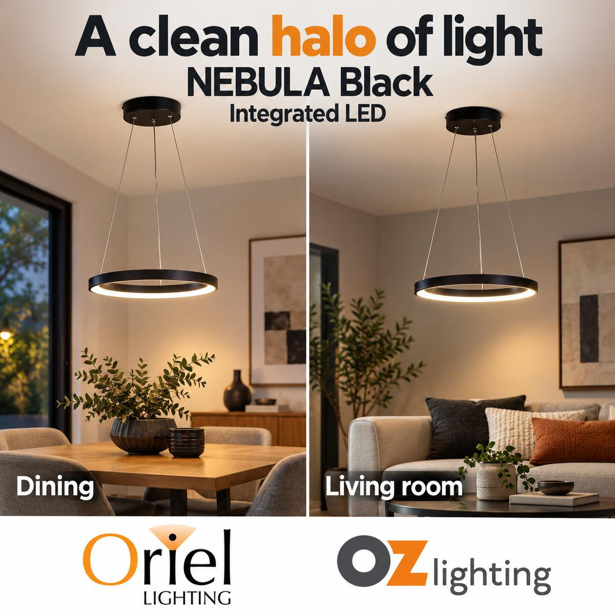 Oriel NEBULA LED Pendant - Modern Halo-Oriel Lighting-Ozlighting.com.au
