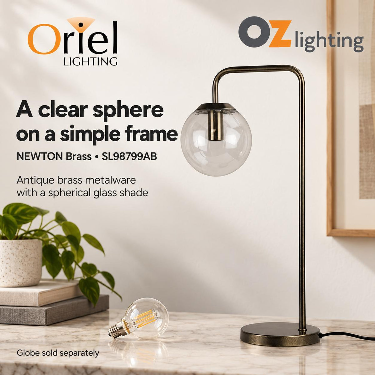 Oriel NEWTON Table Lamp - Contemporary Clear Glass-Oriel Lighting-Ozlighting.com.au