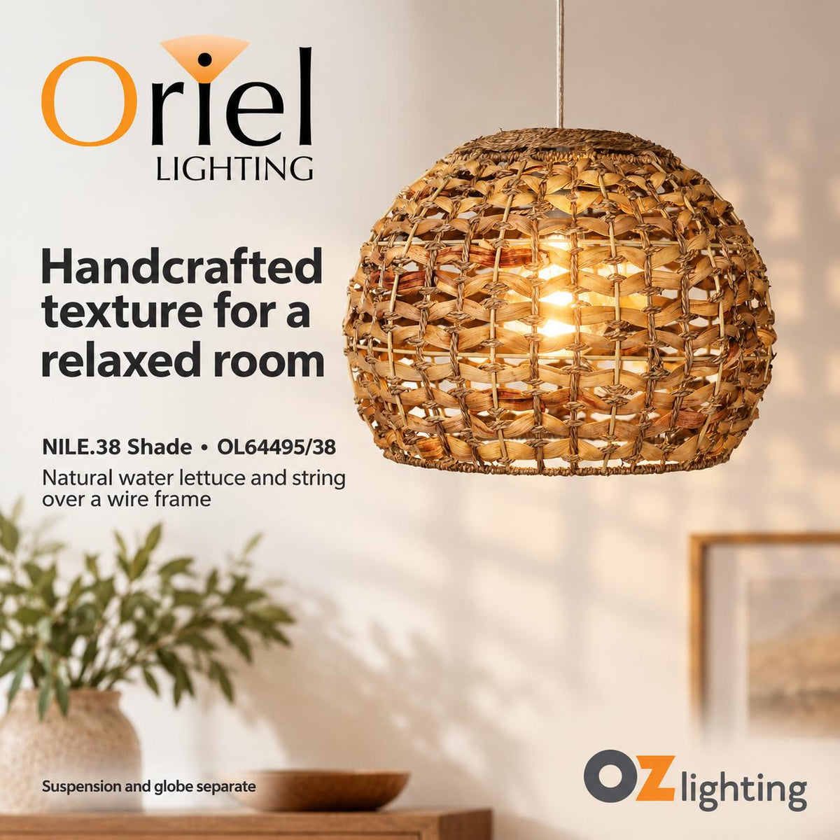 Oriel NILE Pendant Shade - Water Lettuce-Oriel Lighting-Ozlighting.com.au