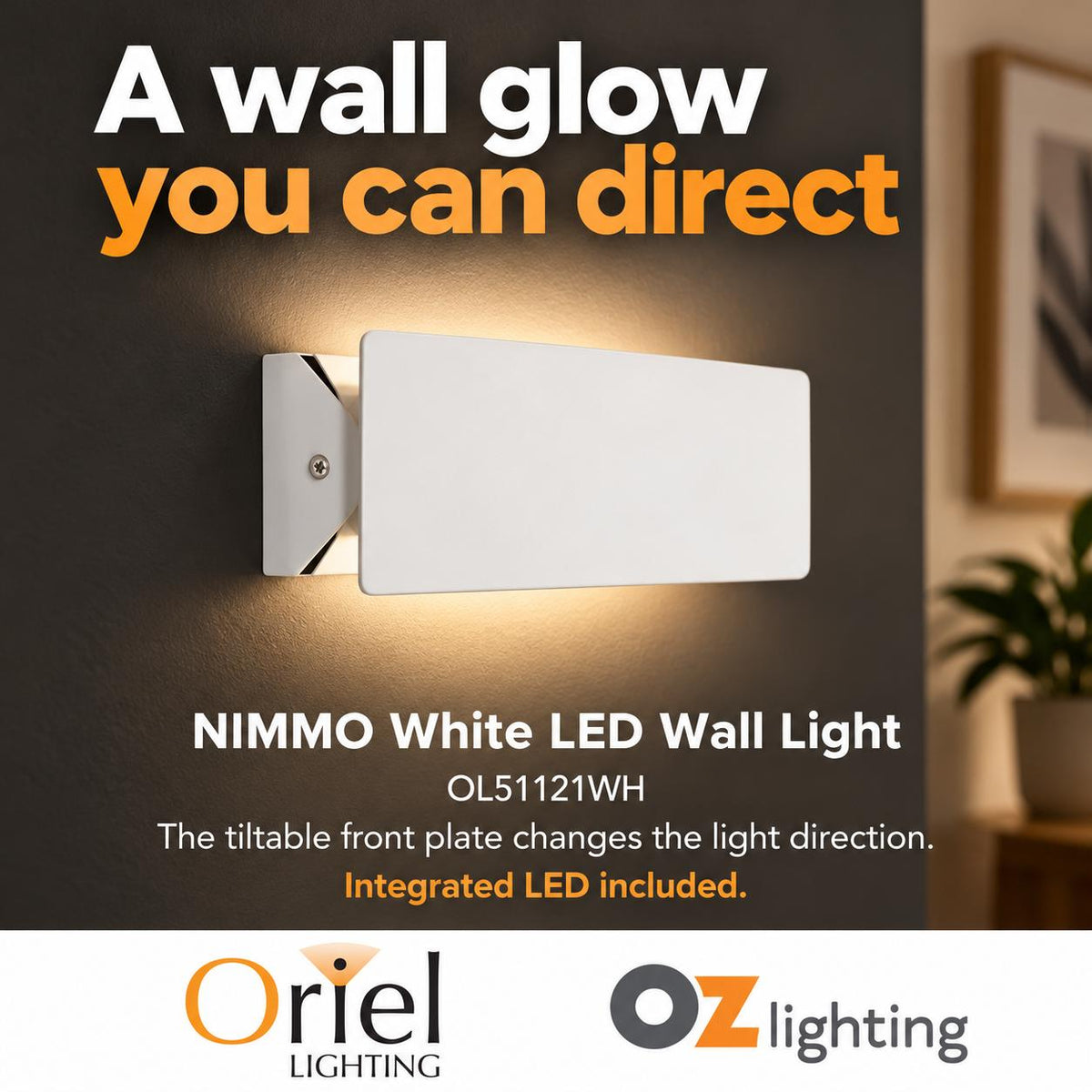 Oriel NIMMO LED Wall Light - 8W, CTS-Oriel Lighting-Ozlighting.com.au